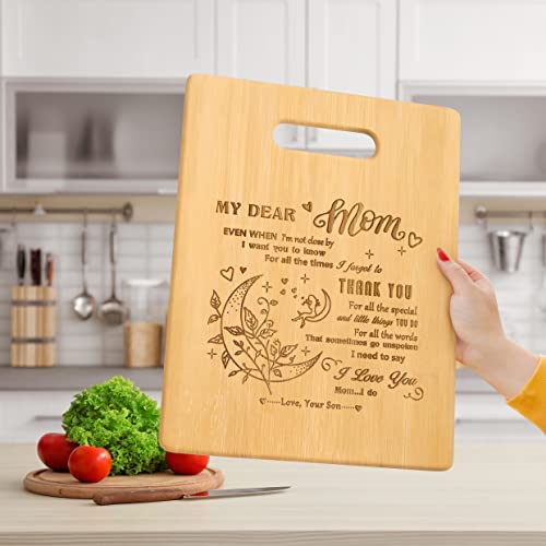 Mothers Day Gifts From Son, Mom Gifts From Son, I Love You Mom Engraved Cutting Board, Gifts For Mother From Son, Cute Kitchen Gifts For Mom For Decorating And Cutting Foods, Mothers Day Gift #TOP5