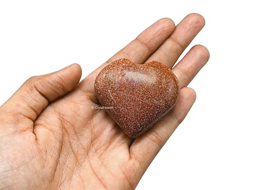 Image of Crystal Heaven Red Goldstone Heart Palm Pebbles Stones For Anxiety Stress Relief Massage - Aaa Grade Original Healing Gemstone Agate Heart Palm Stone For Yoga Meditation Spiritual