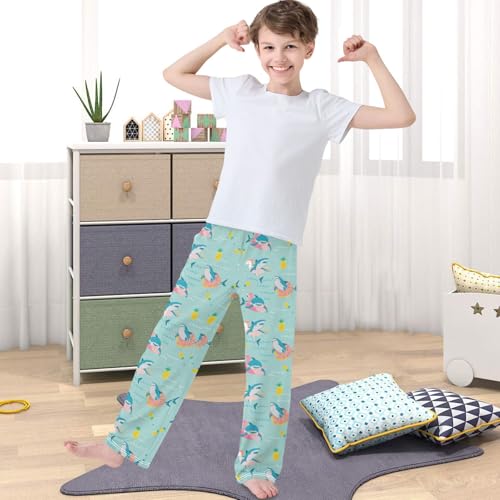 Boy's Pants Shark Flamingo Swim Ring Jogger Pants Elastic Waist Long Bottoms Trousers with Pockets 6-14 Years4