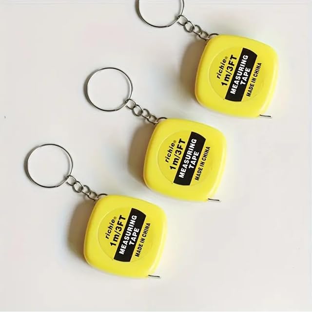 Mini 1 Metre Anahtarlık Metre | Taşınabilir Ölçüm Bandı | Cep Tipi Sarı Plastik Mini Tape Measure – Dikiş, Hobi ve Günlük Kullanım İçin