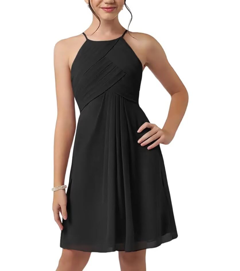 Girls's Sleeveless Bridesmaid Dresses for Junior Flower Girl Dress Sleeveless Black Jr Bridesmaid Dresses for Girl 7-16 Little Infant Junior Formal Gown