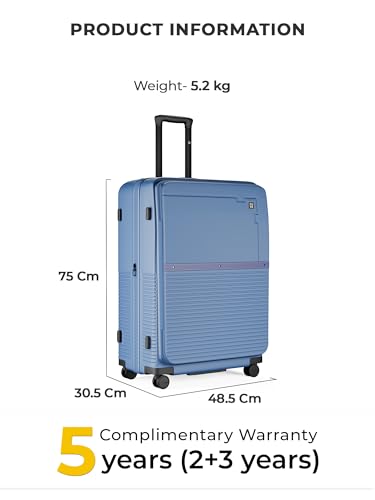 Image of EUME Aerotop Checkin Trolley Bag Large | Space Saving Top Open Suitcase | Expandable Hardshell Polycarbonate Luggage | TSA Lock, Anti Theft Zipper, Super Silent Wheels | 105L Tropical Blue