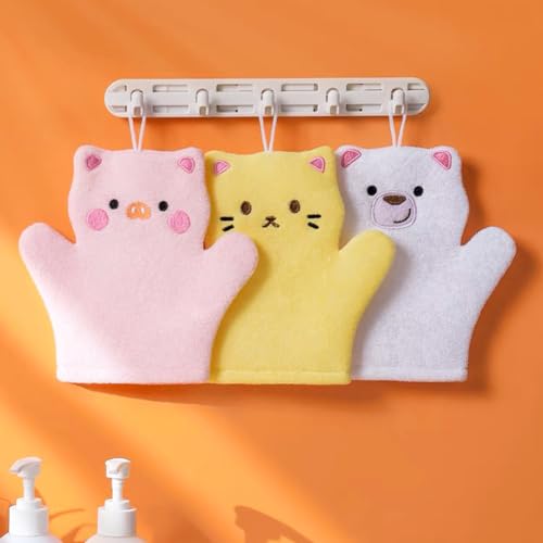 Image of 3pcs Cute Polar Bear, Pig & Cat Bath Sponge /Mitt /Loofahs /Gloves - Baby Toddler Children Soft Bath Scrub & Wash Bubble Gloves