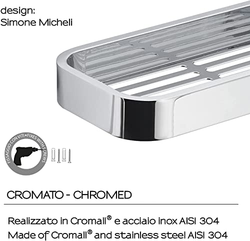 Porte-objets rectangulaire chrome Gedy Outline anti-rouille mural