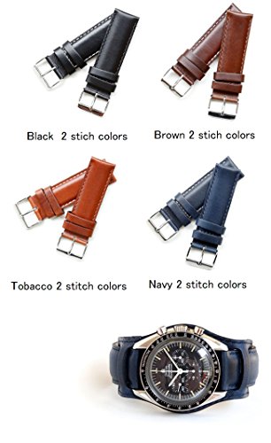 Hdt Design Bund Strap Waterproof Leather Watch Strap Navy-White Stitching 22Mm #TOP2