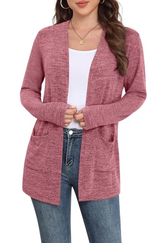 Image of Yincro Womens Lightweight Cardigan Long Sleeve Open Front Casual Sweater Cardigans with Pockets