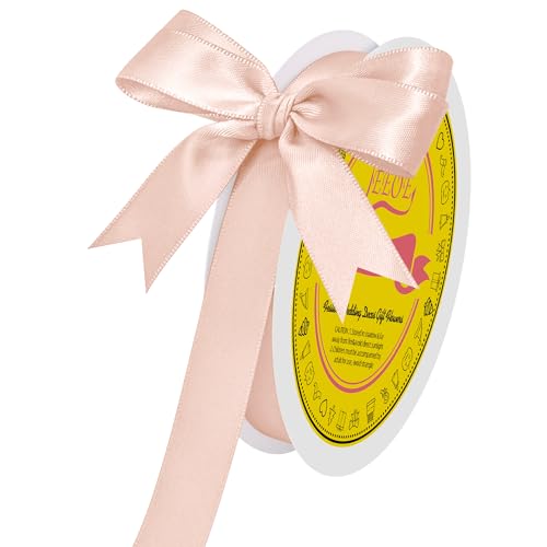 Image of Double Face Moon Stone Satin Ribbon 5 /8 Inch x 50 Yards Polyester Ribbon for Gift Wrapping Easter Weddings Party Decorations Hair Bows Invitations