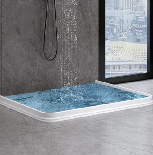 Barrera de Ducha Transparente de 2M con Sistema de Retención y Umbral Plegable - Tira Impermeable Sellada de Silicona, Perfil Adhesivo, Tope de Agua Flexible para Baño, Lavabo y Bañera