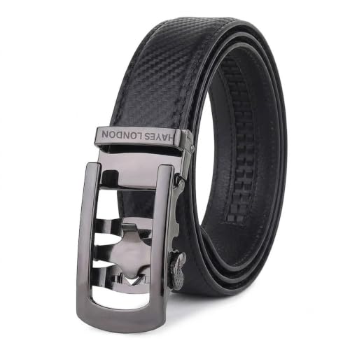 Image of HAYES LONDON Leather Ratchet Belt for Men | Adjustable No-Holes | Customizable Fit, Stylish & Effortless Buckle | Formal & Casual Wear Belts