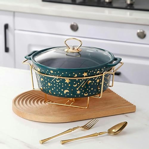 Réchaud de buffet grand modèle céramique verte et verre