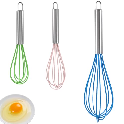 Lot De 3 Fouet Cuisine, Fouet Silicone Fouet Silicone Cuisine 20,3 Cm 25,4 Cm Et 30,5 Cm Lot De 3, Pour Ustensiles De Cuisine Antiadhésifs Cuisiner,...
