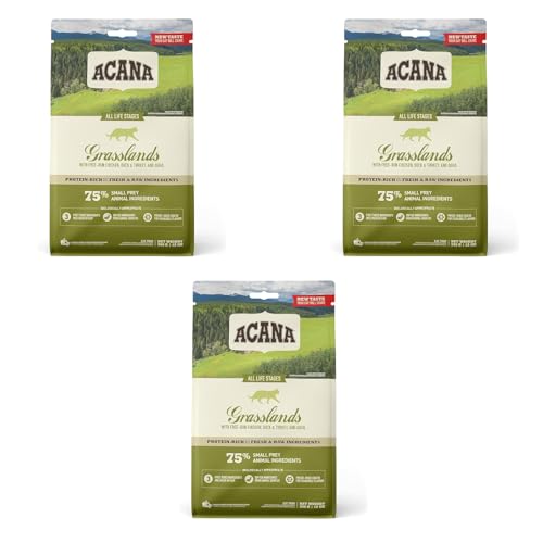 Acana Regionals Grasslands Cat | 3er Pack | 3 x 340 g | Trockenfuttermittel für Katzen Aller Rassen & Lebensphasen | Enthält viele tierische Proteine aus Huhn, Truthahn und Ente