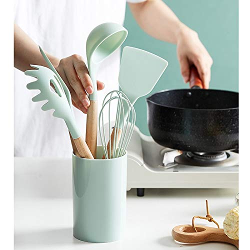 Set di Utensili da Cucina in Silicone Spatola Antiaderente Pala Manico in Legno Set di Strumenti da Cucina Scatola di immagazzinaggio Utensili da Cucina Gadget
