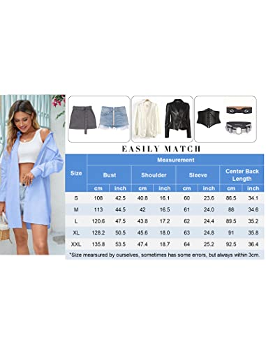 Hotouch Womens Button Down Shirt Casual Dress Long Sleeve Beach Shirts Tunic Blouse Top With Pockets (White, M) #TOP6