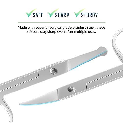Facial Hair Scissors - Curved And Rounded - Eyebrow Scissors, Mustache, Nose Hair, Beard Trimming Scissors, Safety Use For Eyelashes And Ear Hair - Small Grooming Scissors For Women & Men #TOP1
