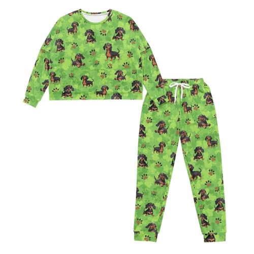 Image of Women's 2 Piece Printed Pajama Set Long Sleeve Sleepwear Set with Long Pants Casual Lounge Sets with Pocket