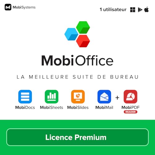 Suite de bureau 4 en 1 MobiOffice Premium pour Windows | Licence Premium | Traitement de texte,...