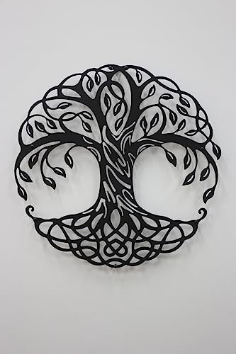 Image of Herrlich Homes Tree of Life Metal Wall Art | Family Tree Wall Decor| Living Room Decor, Life Of Tree, Home Decor (60cmx60cm) Black