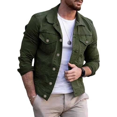 Men Slim Fit Button Denim Jacket Washed Classic Casual Trucker Coat Pocket Field Shirt Jean Jackets