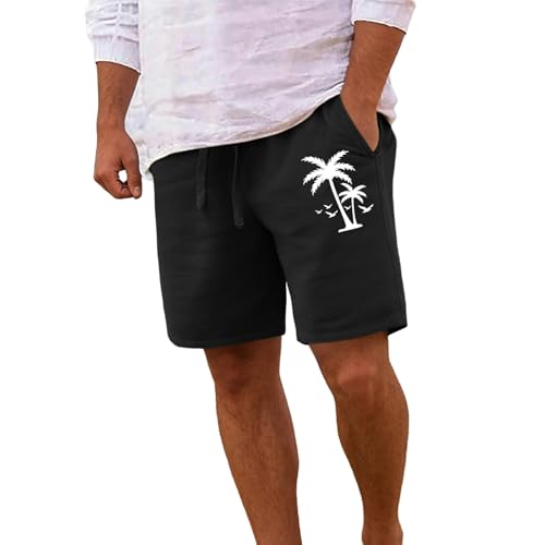 Pantalones Cortos Casuales de Verano Hombre con Estampado Transpirables Cómodos para Exteriores Playa Libre (Black, XL) c103