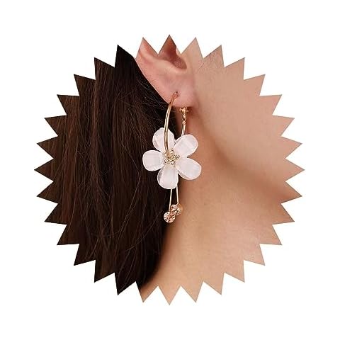 Inateannal Boucles d'oreilles fleurs blanches Cover