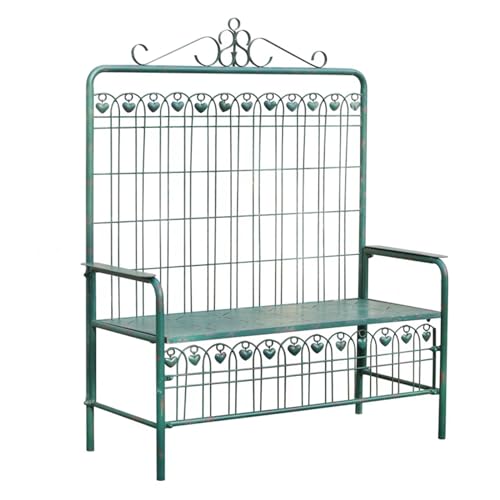 NRNQMTFZ Vintage Sitzbank,Gartenbank Metall, Parkbank mit Rückenlehne,Außenterrassenbank mit Armlehnen & Rückenlehne,Wetterfest Parkbank