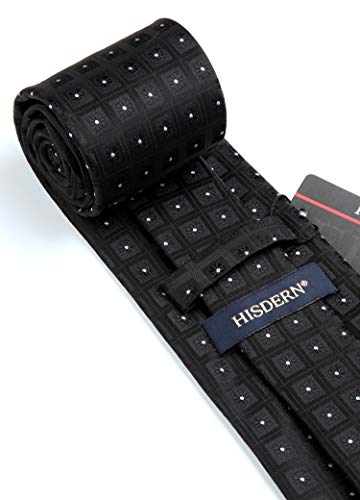 Image of HISDERN Mens Ties Plaid Tie and Pocket Square Set Classic Woven Formal Checkered Neckties & Handkerchief Wedding Party