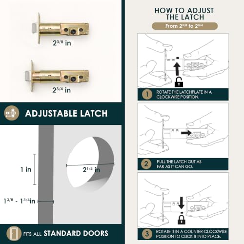 Image of Mega Handles - Glamor Deadbolt Entry Lock - Heavy Duty Round Locking for Left or Right-Handed Doors - Interior /Exterior - Satin Nickel
