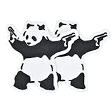 2pcs Iron on Patches for Clothing – Panda with Guns Theme Embroidered Iron on Patches for Clothes, Backpacks, Jeans, Shirt, Jacket, Dress, Hat, Bag, Custom Decoration