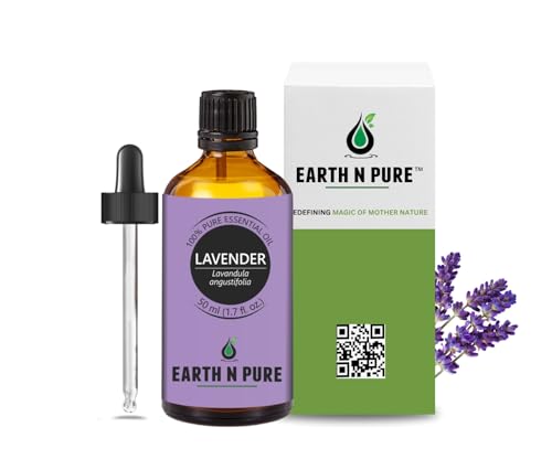 Image of Earth N Pure Lavender Essential Oil Natural and Therapeutic Grade with Glass Dropper - 50 ml