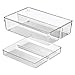 mDesign Plastic Stackable Kitchen Storage Drawer Organizer Bin with 2-Tier Tray for Cabinet, Pantry, Drawer, Refrigerator, Freezer - Hold Utensils, Flatware, Appliances - Ligne Collection - Clear