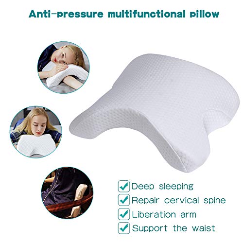 HOMCA Memory Foam Pillow for Sleeping - Slow Rebound Pressure Arched Couple Pillow for Side Sleeper Neck Back Pain Lumbar Support Office Rest Pillow