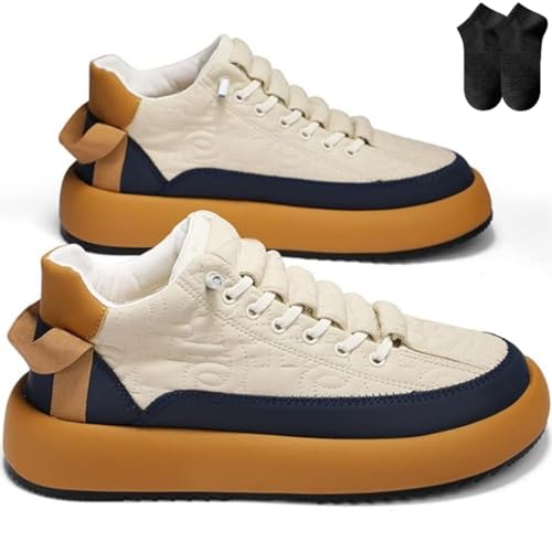 MKFTSM Bequeme Plateau-Sneaker für Herren, Schuhe mit weiter Passform und Dämpfungsleistung, leichte, rutschfeste Wanderschuhe zum Schnüren