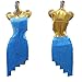 ONUYGCFH Adult Layered Tassels Latin Dancing Outfit Suspenders Ballroom Dancewear Backless Salsa Dance Dresses for Women,Blue,XL