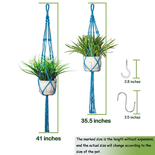 Lrigyeh Macrame Plant Hanger Indoor Outdoor Hanging Planters Set Flower Pots Holder Stand, Plant Basket Boho Home Decor (Type-B Blue, 2) #TOP1