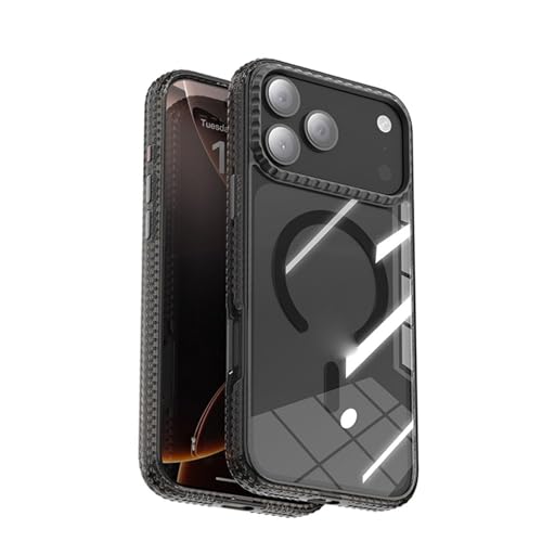 For IPhone 17 / 17 Pro / 17 Air / 17 Pro Max�p �}�O�l�b�g�Ή��P�[�X ? �X�����݌v�E�l���ϏՌ��ی�E���ϖh�~�N���A�J�o�[,17pro max,Black