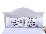 Sleepwish I Love You Pillow Cases Love You More Pillow Cases Set of 2 Valentine Love Gift His and Hers Pillow Cushion Shams (20 x 30 inch)