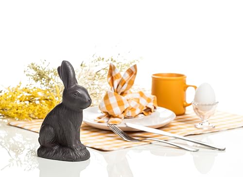 Statue lapin assis en ciment de qualité supérieure effet brut anthracite - 3