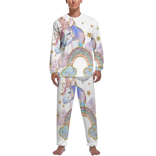 Pantalon vêtements de nuit homme et pyjama manche longue Licorne Dorée confort