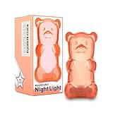 Gummygoods Squeezable Gummy Bear Night Light - Rechargeable, Portable, Squishy Lamp, 60-Min Sleep Timer - Christmas Gift for Kids & Adults, Baby Nursery, and Dorm Rooms - (Peach)