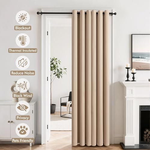 Image of MIULEE Closet Curtain for Open Closet Without Door Grommet Top 34x80 Inches | Covers Closet, Privacy Curtains for Room Divider, Sun /Light Blocking, Quality Fabric, Doorway