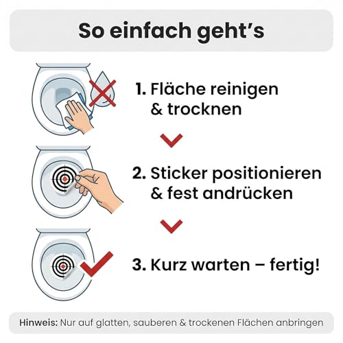 Toiletten-Aufkleber Sets aus 5 verschiedenen Designs, Lustige WC-Zielscheibe und Motivsticker, Selbstklebende Toilettendekoration (5 x Bullseye)