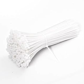 zip ties 8 inch white clear (500 Pieces), 40lb Strength, UV Resistant Strong Nylon Cable Ties,Self-Locking Premium Nylon Cable Wire Ties,Heavy Duty White, for Indoor electrical ties,white zip ties
