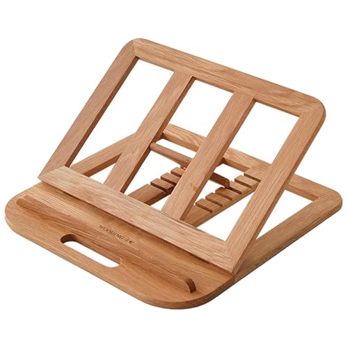 Image of Handmade Wooden Laptop Stand for Desk that is Compatible with iPad, MacBook Pro, Notebook, HP, and Dell Devices and has an Adjustable Height and Foldable Riser 15.6 inches at Most Natural