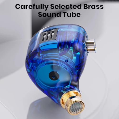 Image of Concept Kart QKZ AK6 Lucky in-Ear Monitor Wired Earphones with HD Mic, 11mm Dynamic Driver, 3 Tuning Switches, Detachable 2-Pin OFC Cable, Wired IEM with 3.5mm Jack for Music, Gaming & Calls (Blue)