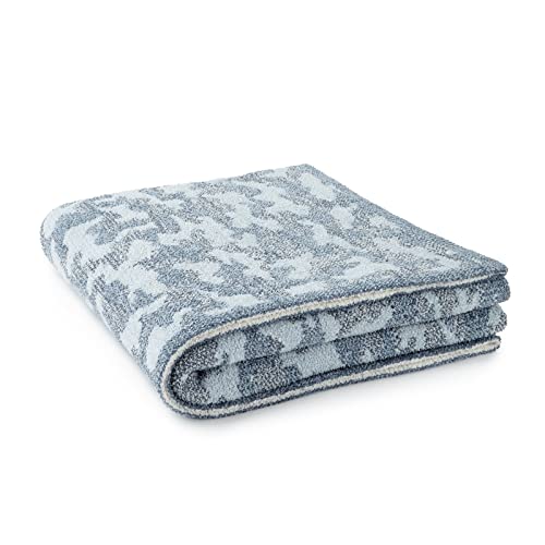 Crafted By Catherine Camouflage Print Cozy Knit Throw Blanket 60" X 70" Inches, Soft Comfy Decorative Throw For Couch Bed Sofa Travel, Camo Blue #TOP6
