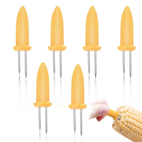 6 Pcs Pinchos para Mazorcas de Maíz, Pinchos de Mazorca, Barbacoa Tenedor Pinchos de Acero Inoxidable de Maíz, Soporte para Mazorcas de Maíz, para Cocina, Hogar, Barbacoa, Picnic