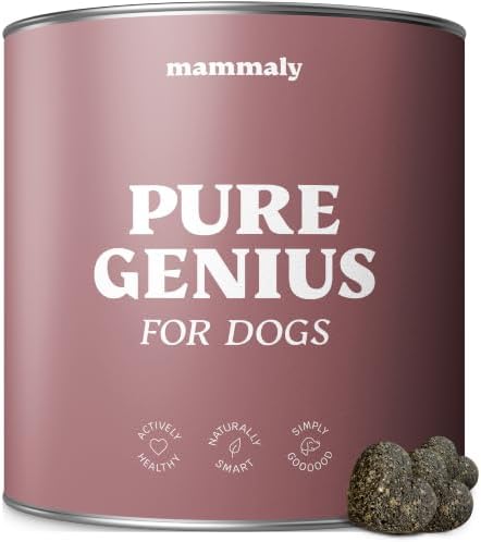 mammaly Pure Genius® Kognitions-Komplex mit Seealge für Hunde (90 Snacks) | Reicht ≈90 Tage - für Fokus - mit Omega 3, Zink, Rote Beete, Spirulina - DLG zertifiziert - mit Tierärzt