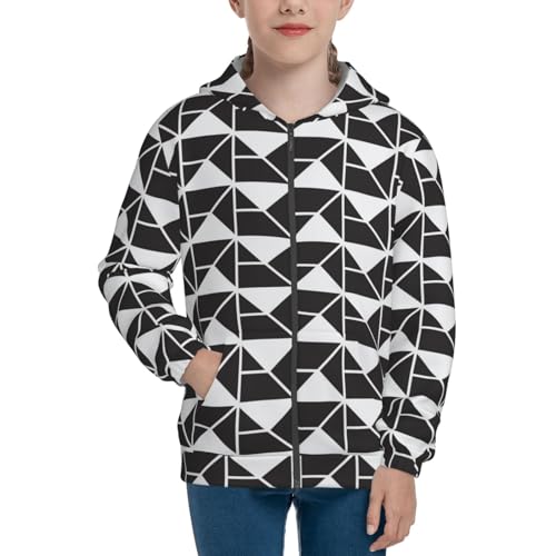Abstract Geometric Texture Kid Hoodies Boys Zip Up Sweatshirts Girls Pullover with Pocket3