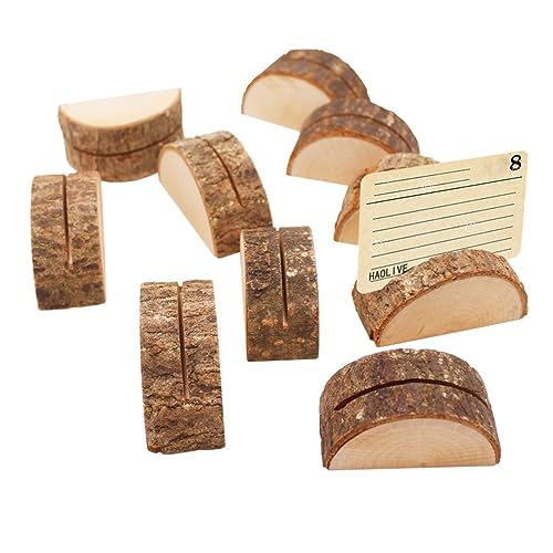 Holibanna 10 Piezas titular de la identificación mini con soporte boda titulares de números de mesa papel de oro titular de la empresa titular de crédito comercial De madera Brown